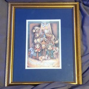 Vintage Framed Wall Art Christmas Jody Bergsma lithograph bellingham, washington